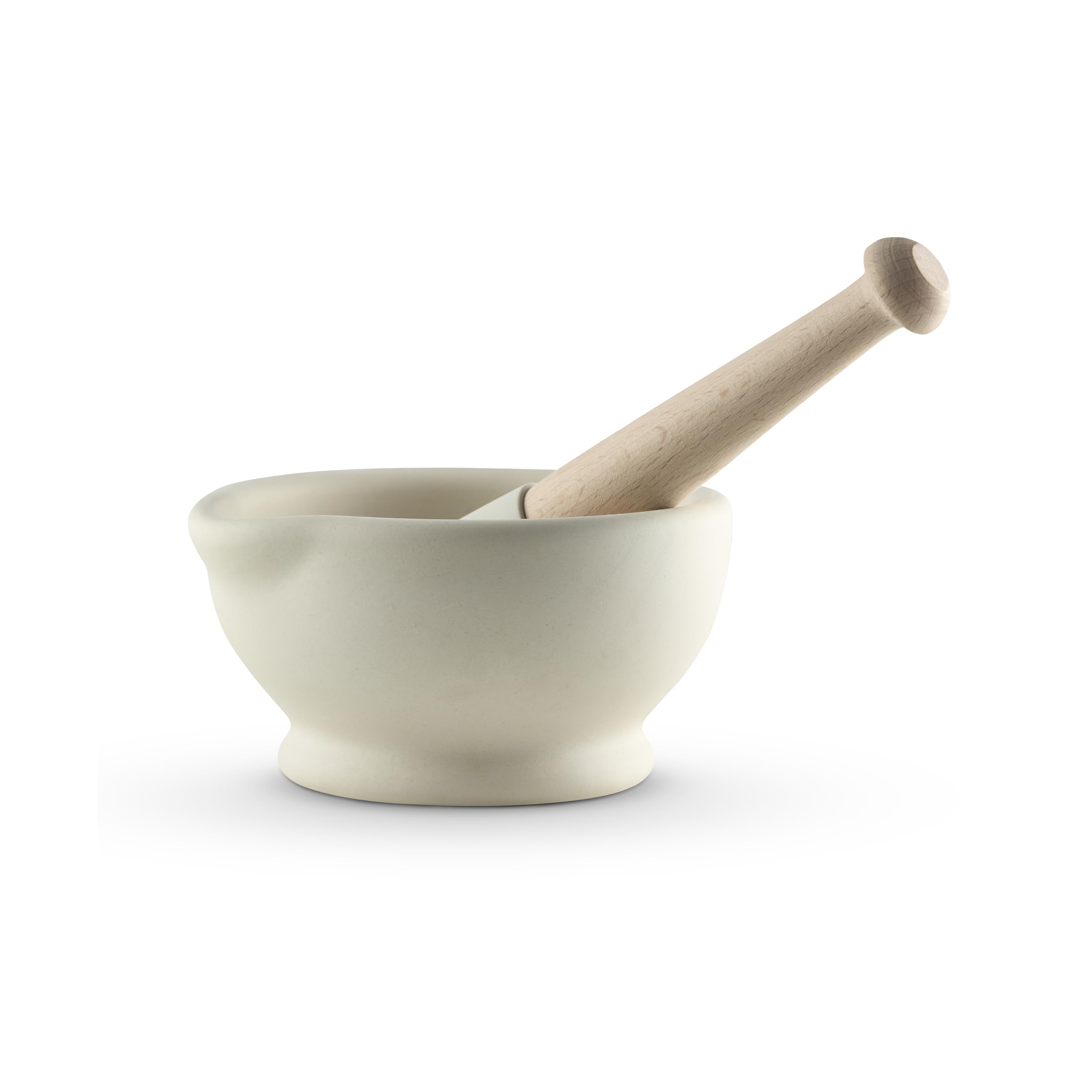 Vitrified Porcelain Pestle and Mortar Set for Grinding and Crushing Herbs, Seeds and Nuts, Size 2, 13.35cm Diameter, White, MB947004