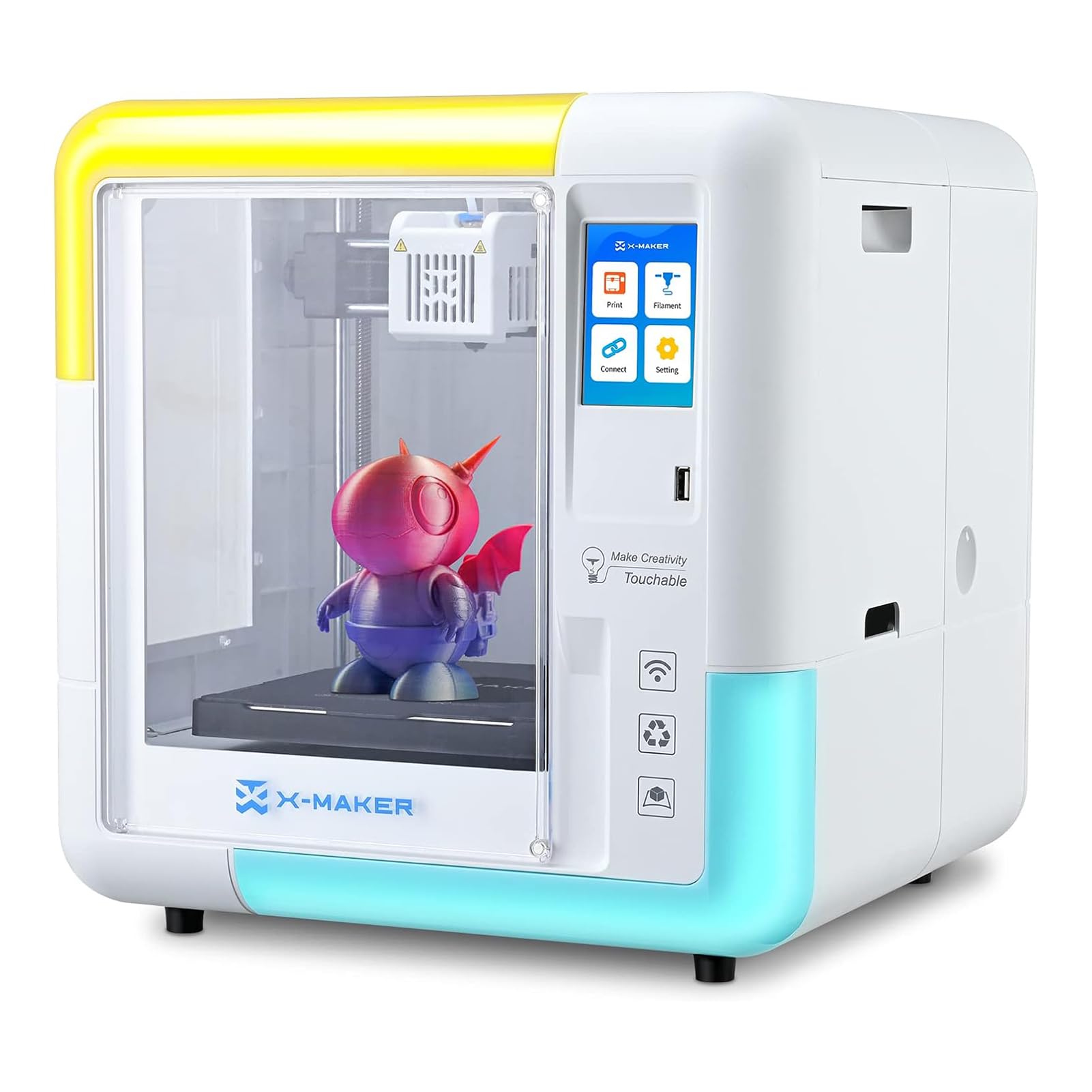 Impresora 3D X-Maker FDM Impresión 3D de Alta Velocidad Completamente ensamblada con Base sin nivelación Soporte de Volumen de construcción de 150x150x150 mm Aplicación Wi-Fi Funciona con imp