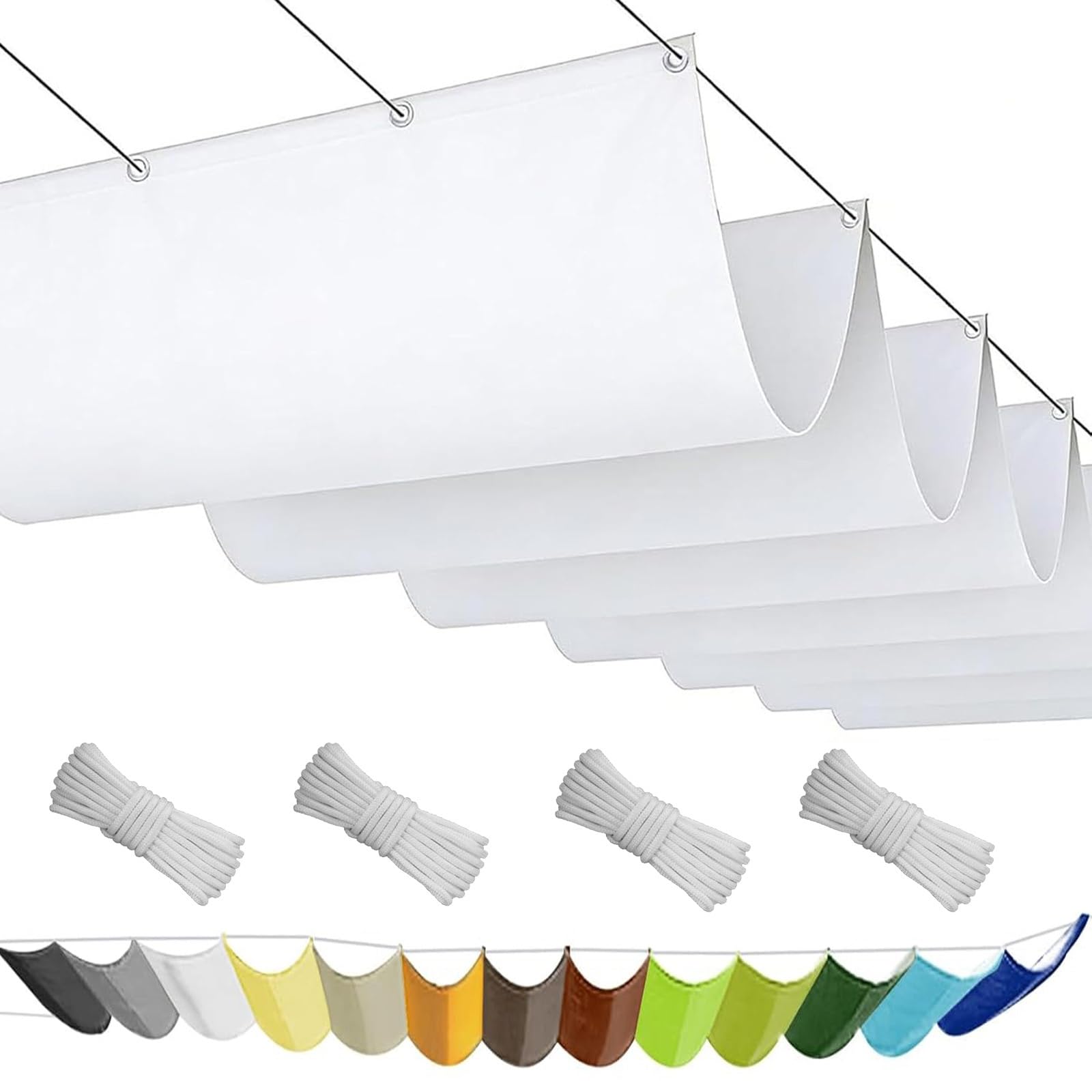 Zadaszenie Żagla Ogrodowego 300 x 540 cm Wodoodporny Poliester Pes Z Blokadą UV 95% Żagiel Przeciwsłoneczny Premium Prostokątny Na Zewnątrz Ogród Patio Na Imprezę, Biały