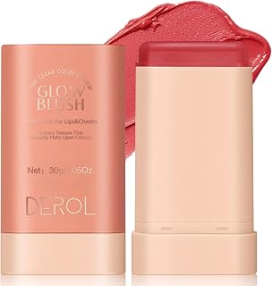 NewBang Glow Blush Stick, 3 in 1 Multi-Use Cream Blush for Cheeks Lip Eyeshadow, Travel-Friendly Tinted Solid Moisturizer Blush, Waterproof Natural Nude Matte Powder Blusher Makeup, 1.05oz, Hot Red