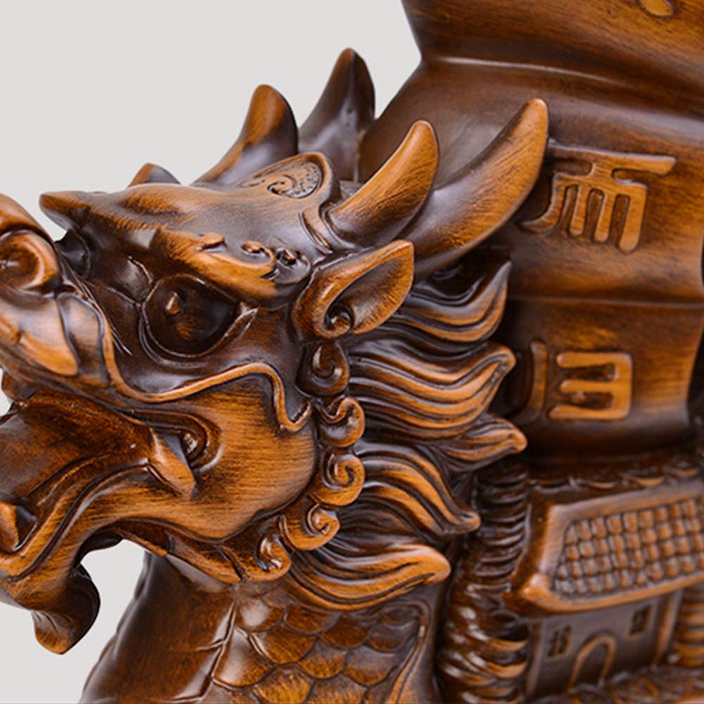 Regalos de Buena Suerte Escultura de Mesa Feng Shui Dragón Velero Estatua Artesanías de Resina Que tengas Viento Favorable en Todo el Camino Decoración, para Sala de Estar Escrit