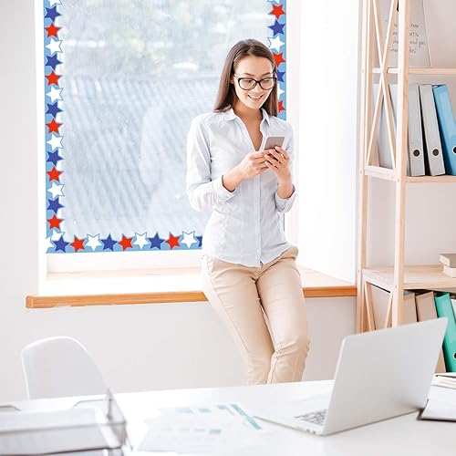 Miniatura 7 de Tablero de anuncios patriótico con borde de estrella rojo, blanco y azul, para aula, decoración de tablón de anuncios de 36 pies troquelado