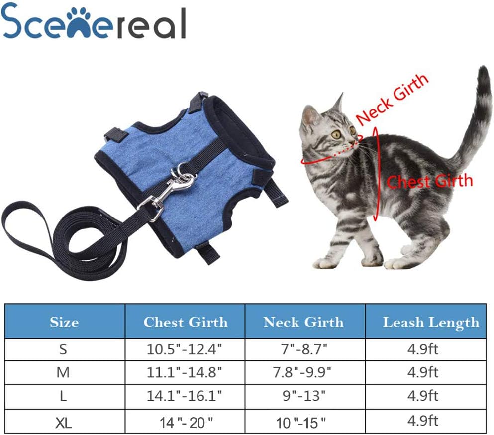 SCENEREAL Escape Proof Cat Harness and Leash - Adjustable Soft Mesh Vest Harness for Rabbits Puppy Kittens Coconut Tree Printing