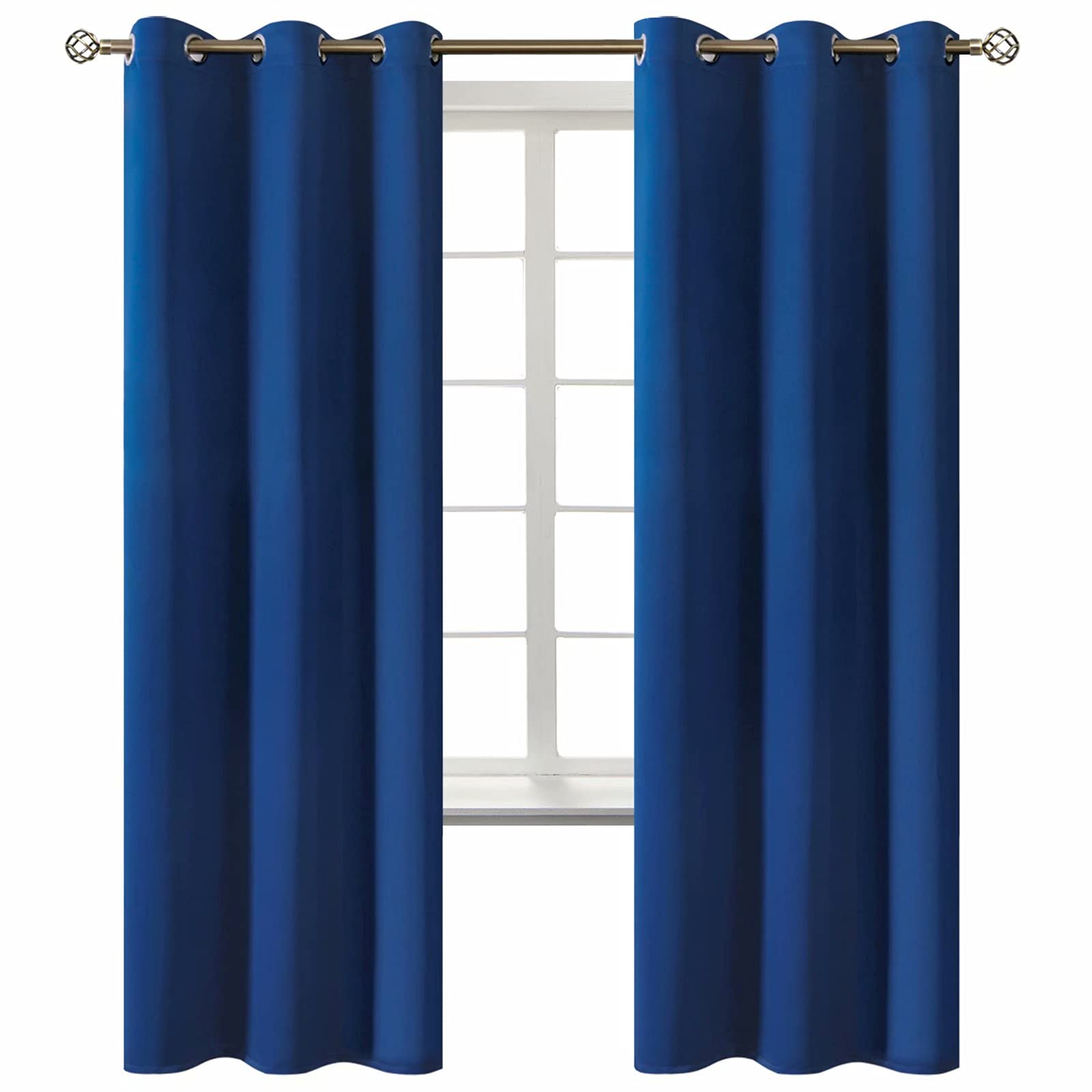 BGment Blackout Curtains for Bedroom - Grommet Thermal Insulated Room Darkening Curtains for Living Room, 42 x 72 Inch, 2 Panels, Royal Blue