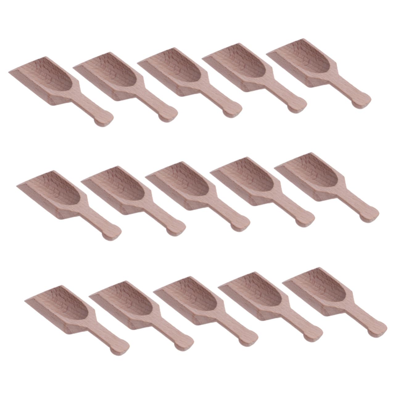 OUNONA Tea Spoon Scoops 15pc Set Wooden Salt Scoops Flat Handle Teaware Accessories for Kitchen
