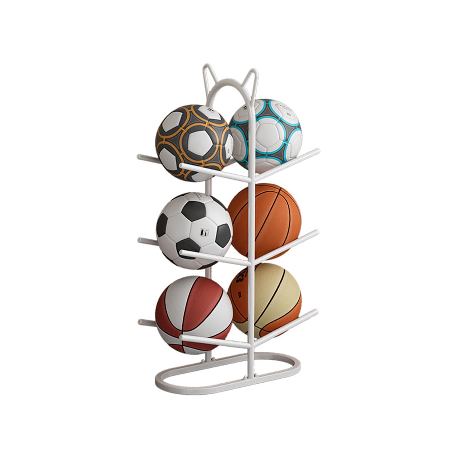 Soporte de balones de 4 niveles para fútbol y baloncesto organizador de balones para gimnasio