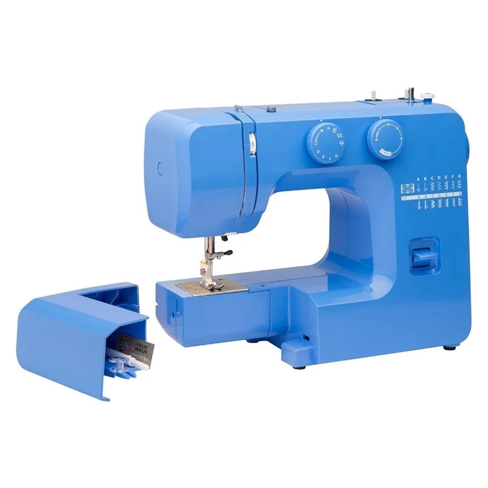 Máquina de Coser fácil de Usar con Estructura metálica Interior, diseñada Pensando en los Principiantes. Diagrama de Bobina de Dimensiones. Potente, silenciosa y Estable.,Blue