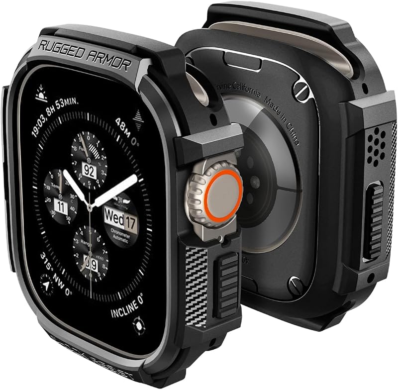 Rugged Armor for Apple Watch Ultra 3/2/1 49mm Case | Durable Protective TPU Shock Proof Scratch Resistant Cover - Black