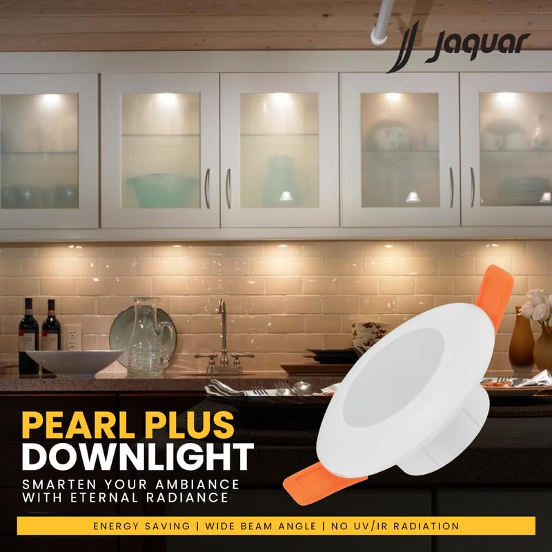 Image of Jaquar 3W Pearl Plus Round Downlight | Junction Box LED Downlight | Mood Light for False Ceiling | 55 Cut Out | Neutral White 80x45(DXH)(Pack 4)