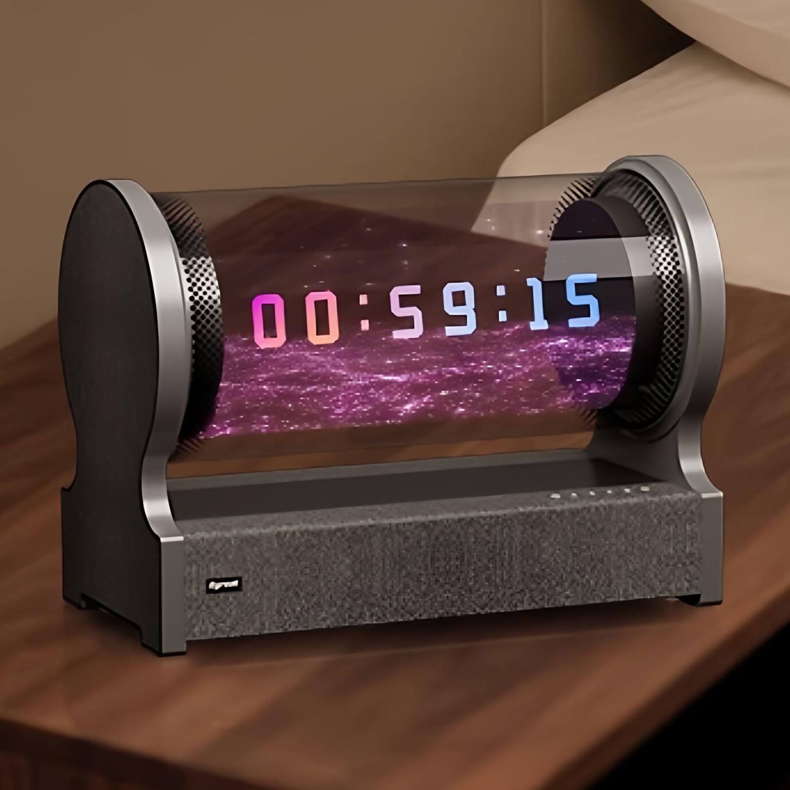 Altoparlante Bluetooth con visualizzazione testi, sottotitoli fluttuanti a 360°, posizionamento flessibile, multi-modalità per camera da letto, ufficio e spazi commerciali