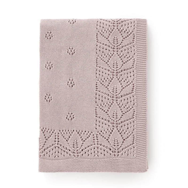 LAWKUL Cellular Blanket Baby 100% Cotton Soft Newborn Babe Knit Blankets Classic Florals for Boy Girls 100x80cm Lavender