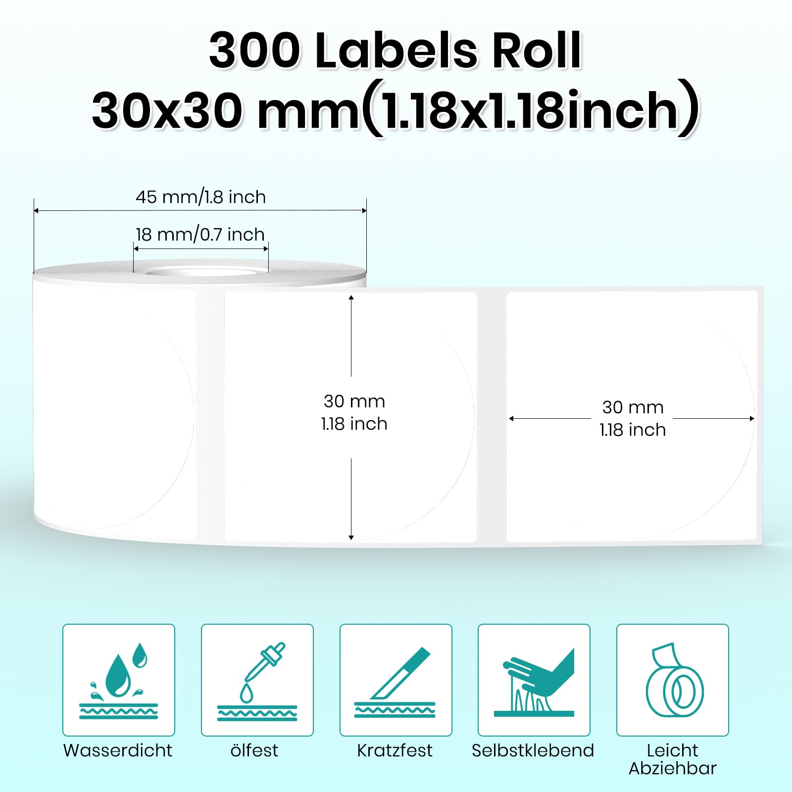 YIKIADA 900 Stück Thermo-Etiketten Weiß - 30mm Runde Aufkleber Für Etikettendrucker