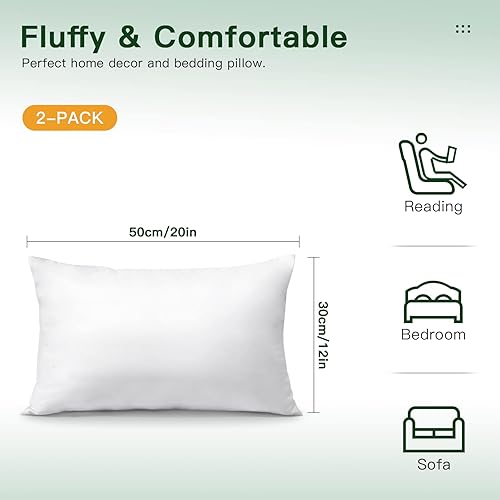 Miniatura 3 de OTOSTAR Cojín de almohada de 12 x 20 pulgadas, cojín interior suave y esponjoso, relleno de cojín blanco decorativo