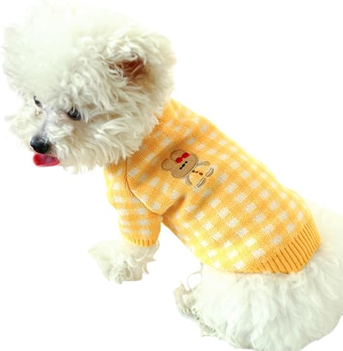 Sudadera para perro, suéter a cuadros, suéter de punto para cachorros, ropa de perro para clima frío, suéter cálido de invierno para perro, suéter