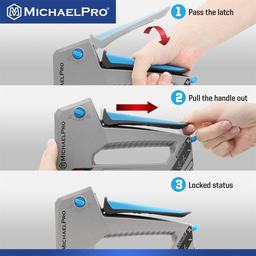 MichaelPro MP013011 Aluminum Tacker/Staple Gun, Multi-Purpose Stapler for Professionals and Heavy Duty Usage