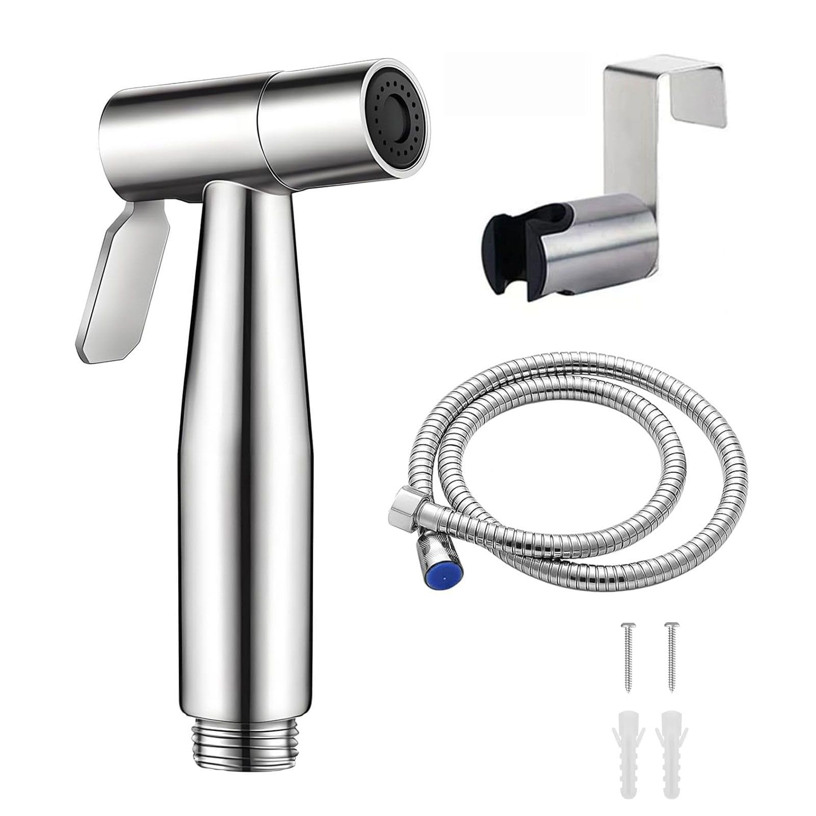 Handheld Bidet Sprayer Set with Holder – 1.5M Hose & 304 Stainless Steel Jet Spray – Adjustable Pressure Bidet Attachment for Toilet – Complete Kit for Personal Hygiene, Baby & Pet Cleaning