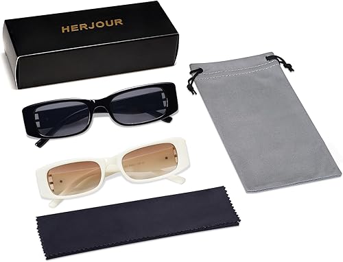 Miniatura 41 de Allarallvr Lentes de sol rectangulares para mujer, estilo retro de los años 90, Y2K, clásicos, vintage, cuadrados, AR82037