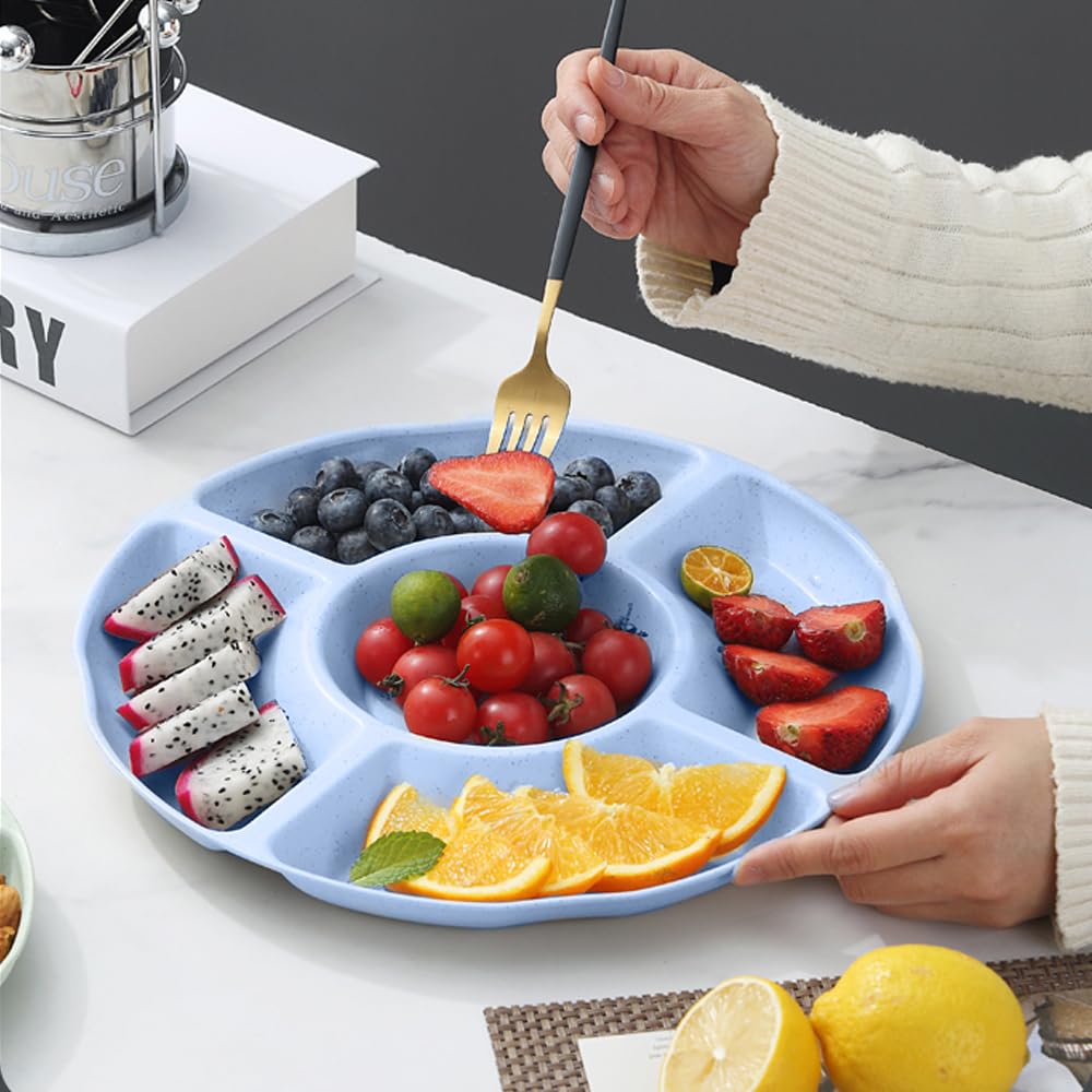 Set 4 Ciotole Snack A Scomparti 23 Cm E 20 Forchette Frutta, Piatto Porta Stuzzichini In PP Antiscivolo Per Frutta Secca E Caramelle - 5
