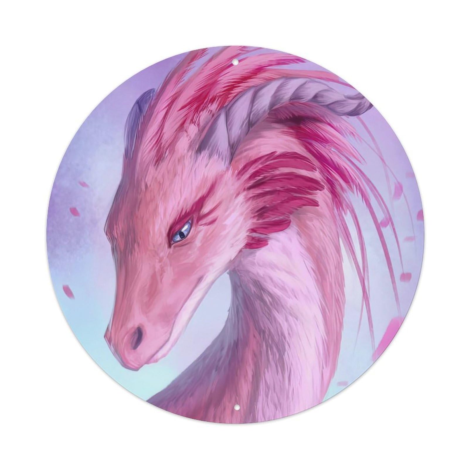 Animals Artwork Pink Dragon Vintage Metal Tin Sign Plaque Wall Decor for Cafe, Club Bar, Office, Garden Metal Poster 8x8Inch