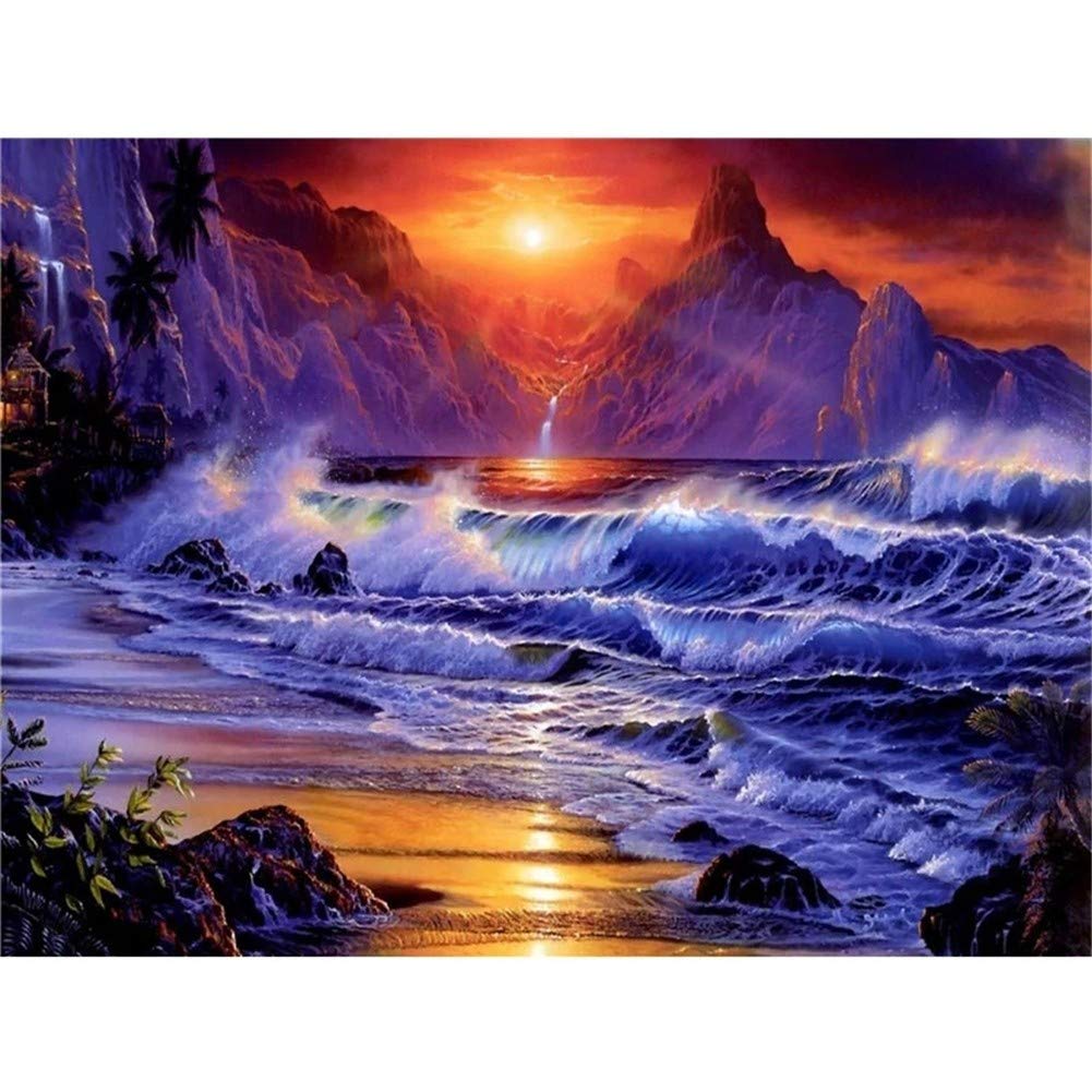 Broderie Diamant 5D grand format contre le stress kit complet mer 60x80cm