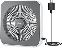 Ventilador de caixa pequena, ventilador de janela com 3 velocidades e temporizador de 8 horas, ventilador de mesa circulador de ar potente alimentado por adaptador DC, ventilador de mesa