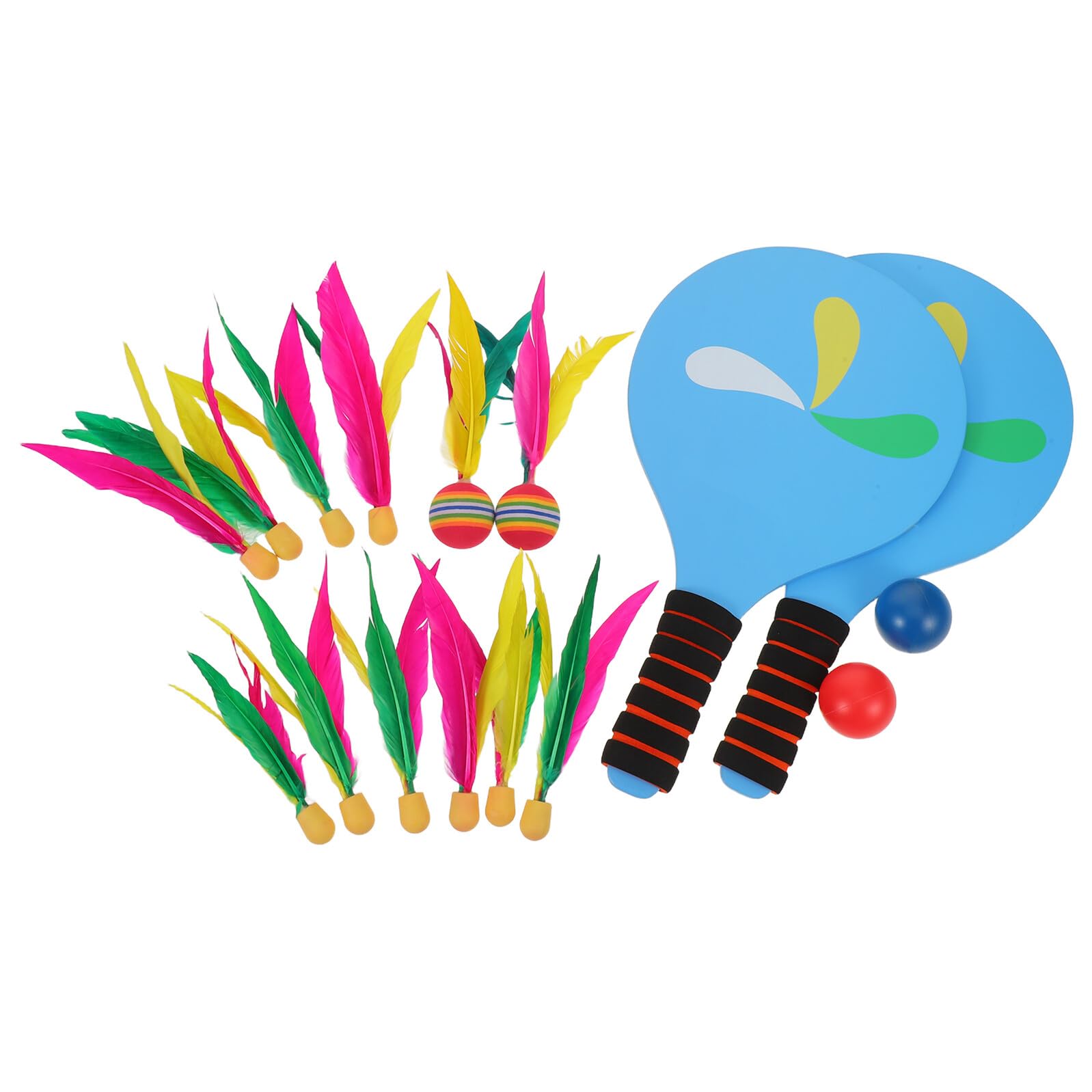 YARNOW Set da Badminton Portatile Racchette Spesse per Adulti | Legno, Spugna e Piume D'anatra, Palline e Volani Inclusi, per Attività Ricreative e Cortile