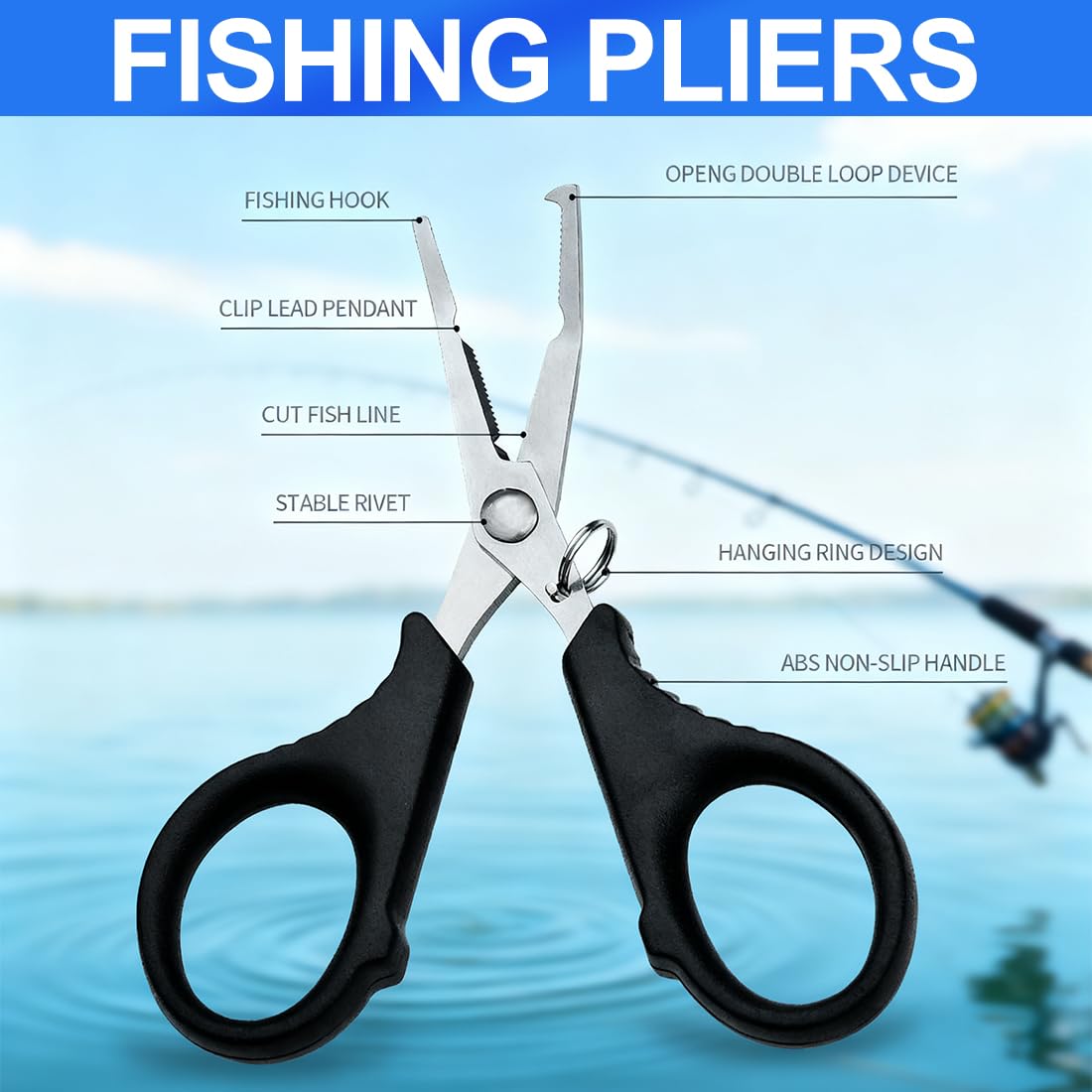 1 Pezzo Pinze da pesca Pinza Angelo in Acciaio Inossidabile Pinza a Molla Multifunzione Tritafili Forbici da Pesca a Becco Curvo Pinze da Pesca