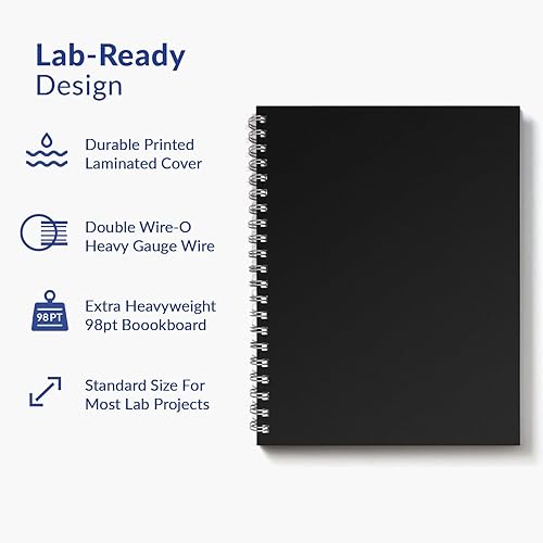 Miniatura 3 de Vela Sciences Cuaderno de laboratorio W5, 8.5 x 11 pulgadas, 128 páginas, doble bucle de alambre, papel pesado de 70 libras (paquete de 24, rayado +)