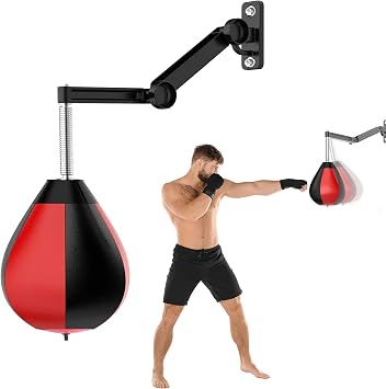Boxing Speed Bag, Punching Bag, Wall Mounted Height Adjustable Boxing Reflex Ball Speed Bag for Men, Women, Kids, Adults