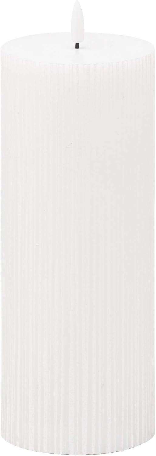 Hill 1975 Luxe Collection Natural Glow 3.5x9 Texture Ribbed LED Candle, Plastic,Wax, Mixed, 9 x 9 x 23 cm