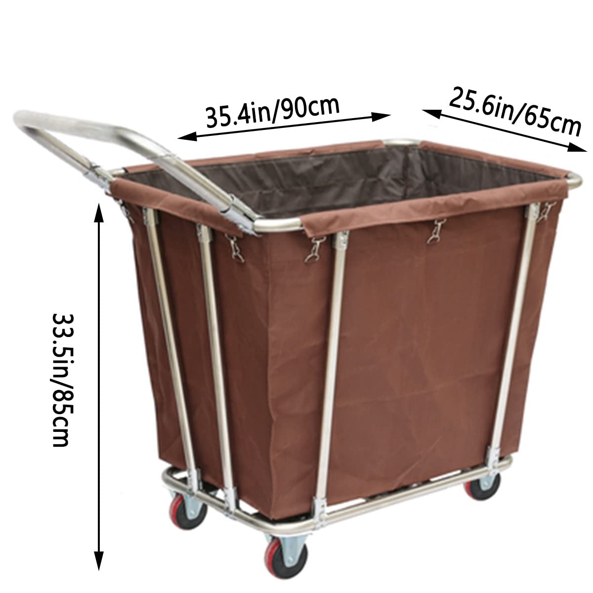 SDdPulse Carrito de lavandería de acero inoxidable resistente con ruedas – Cesta de lavandería comercial con bolsas extraíbles y asa – Cesta clasificadora móvil para uso doméstico y hotel, azul-B