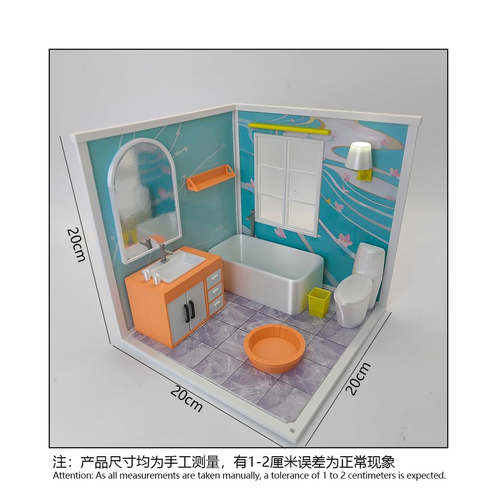 LYTP121003 1/12 geometryczna słodycz wiosna łazienka druk 3D DIY miniaturowe sceny domek dla lalek kreatywne dekoracje pulpit scenariusze mini modele 30 cm BJD OB lalka