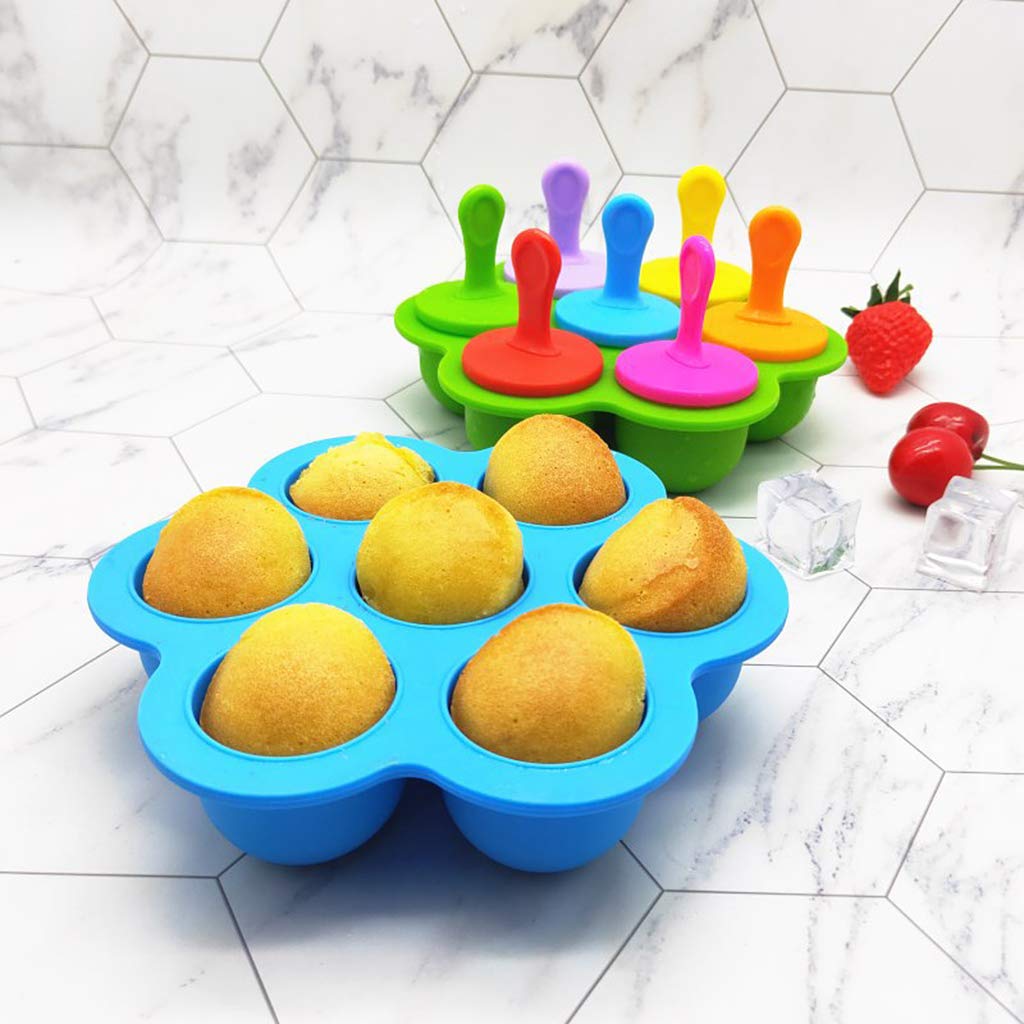 Moldes para polos， Molde de silicona for helados de 7 celdas for hacer paletas BAB