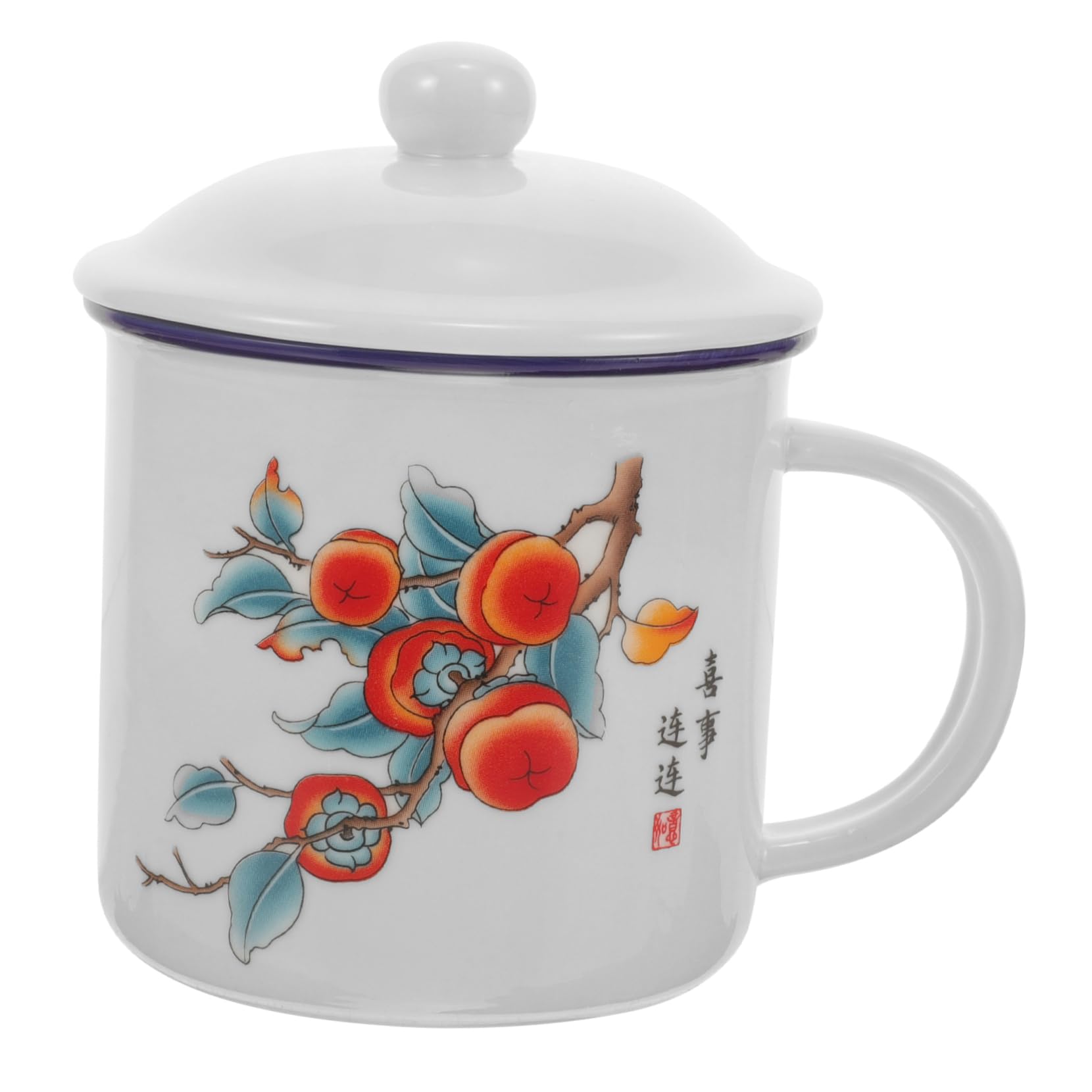 Retro Emaillebecher mit Deckel, Tragbarer Teebecher für Outdoor Aktivitäten | Emaille, Vielseitig und Leicht zu Reinigen, Vintage Stil, für Dessertläden Geeignet