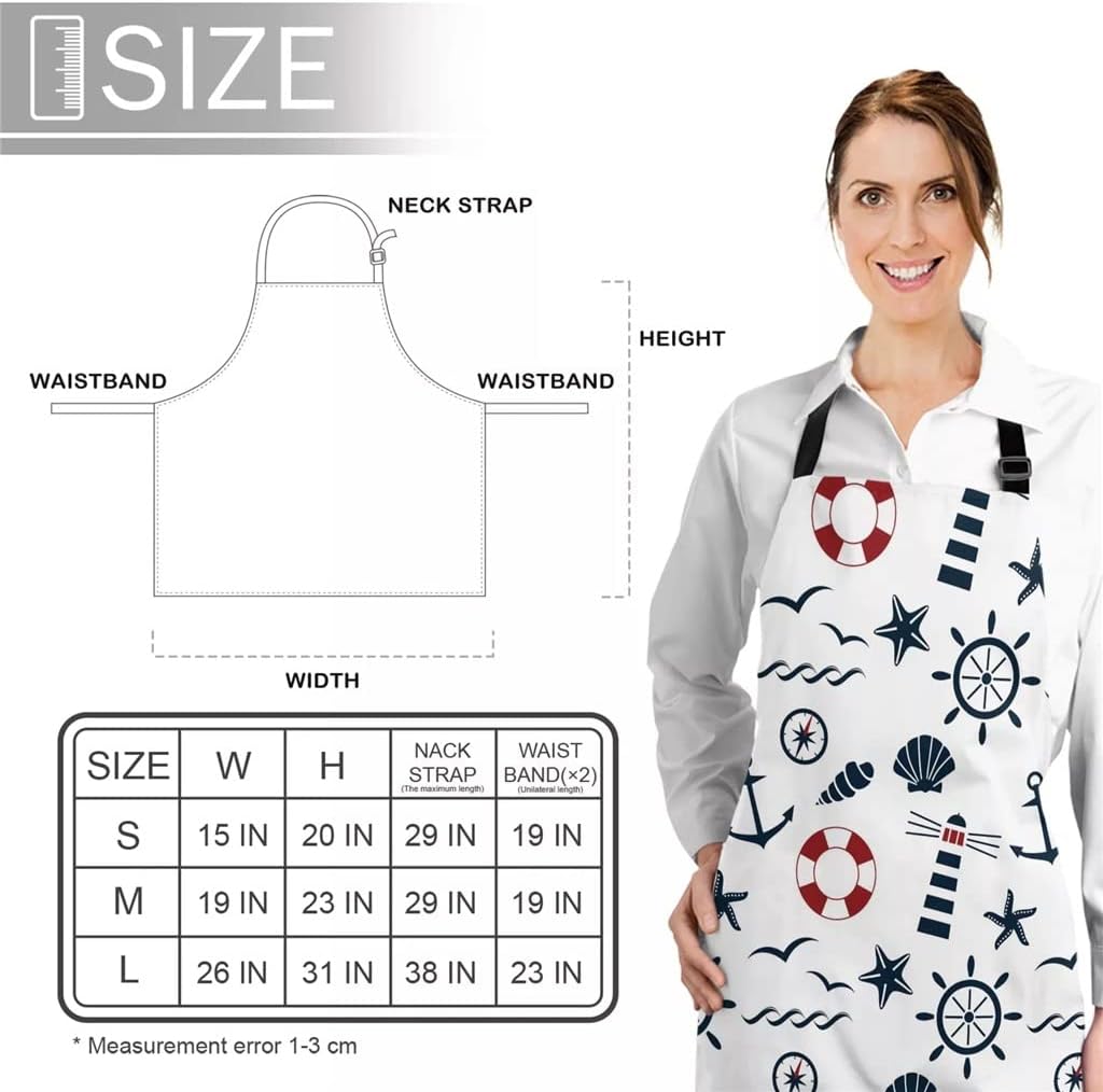 Anchor Lighthouse Compass Kitchen Nail Shop Apron for Women Men Kids Aprons Dinner Party Cooking Baking Accessories