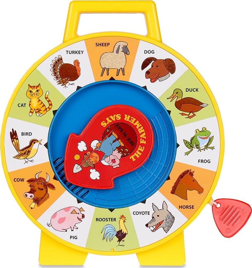 Basic Fun Fisher Price Classics See 'n Say Farmer Says Toy | Educational Talking Animal Wheel with Sounds | Retro Preschool Toy for Toddlers 18 months +