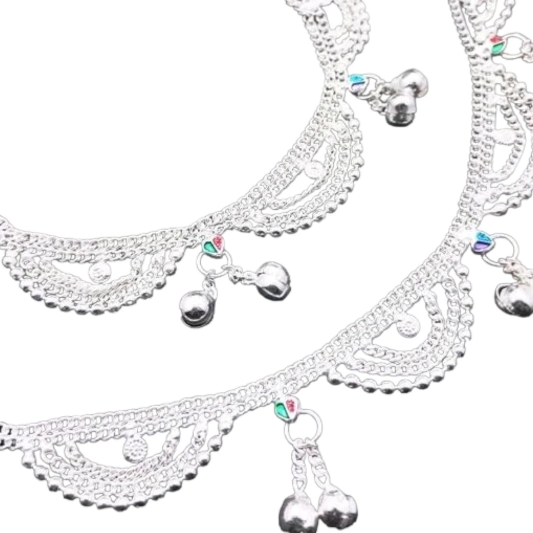Indian Traditional Chain Linked Bell Anklet For Women & Girls (Pack of 2)-image-8
