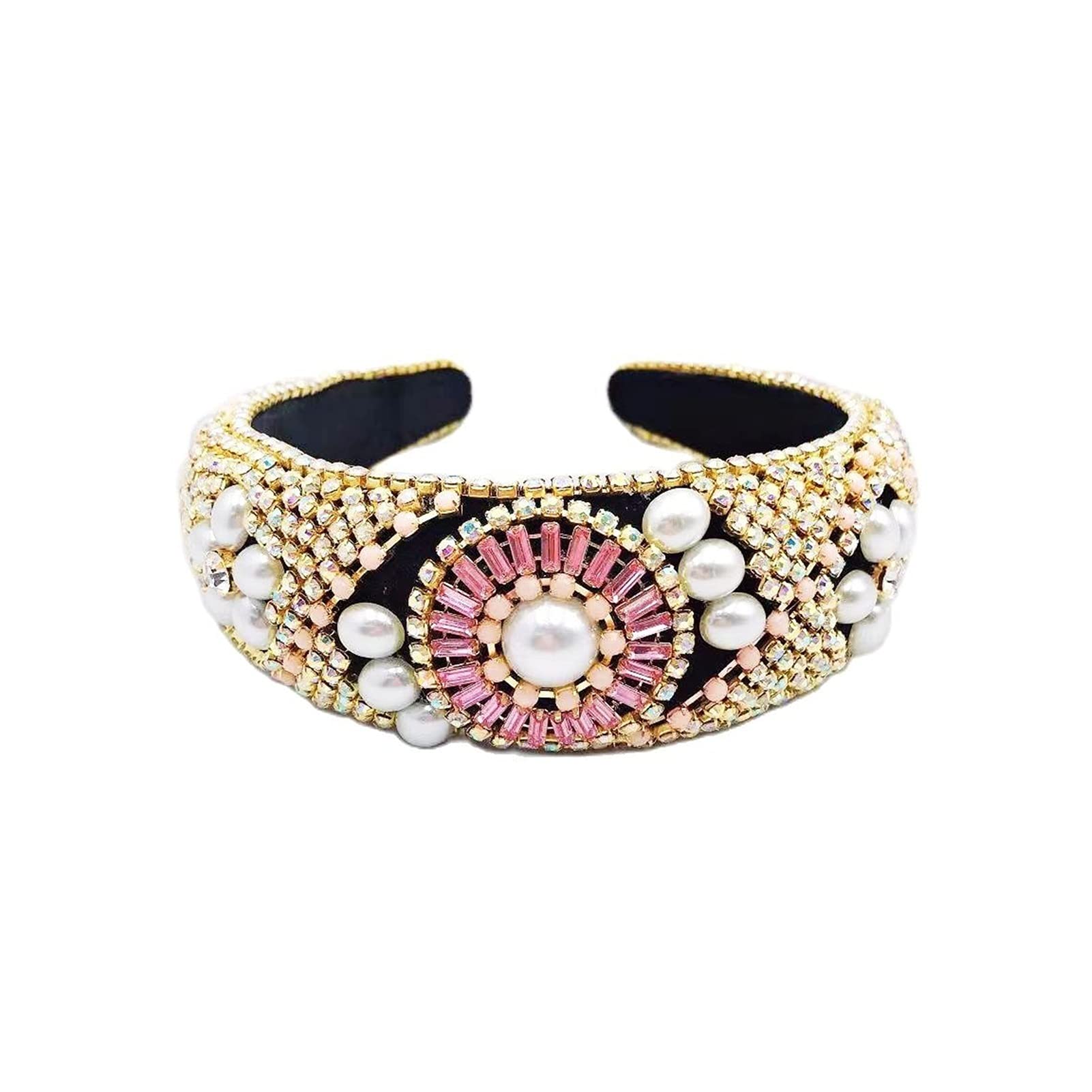 Handgemachte Kristall Bunte Strass Stirnband Frauen Mädchen Mode Schwamm Samt Haar Zubehör Blume Haarband