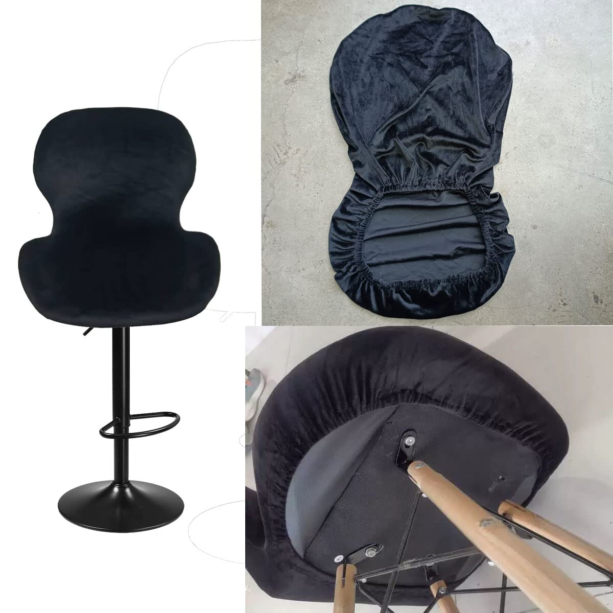 XGANGM Velluto Fodere Sedia Sgabello con Schienale Coprisgabelli Cucina 2/4/6 Pezzi Fodera Coprisedia sgabelli Bar Elasticizzati girevoli Universale Copertura Sgabello Quadrato Bar,C,Set of 6