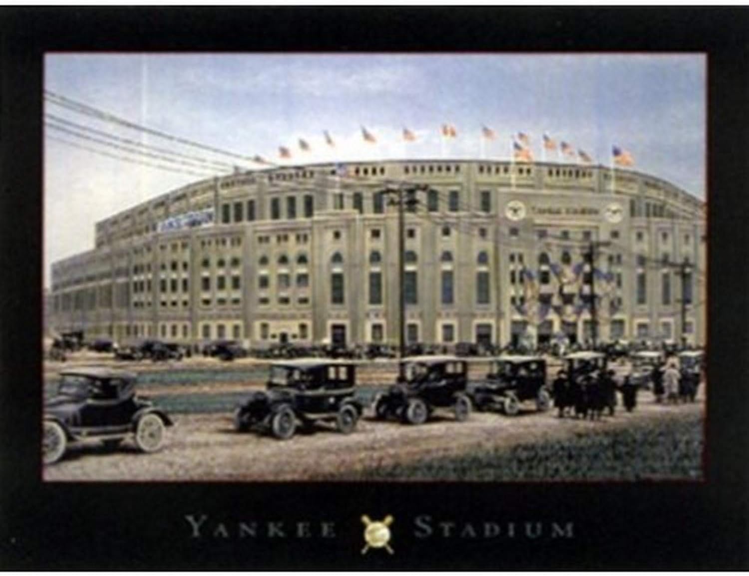 Yankee Stadium by Darryl Vlasak 32x24 Art Print Poster Vintage Sports Poster Bronx New York Baseball Stadium
