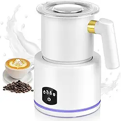 Branco Separado Espumador de Leite, 110V, Espumador de Leite Elétrico 4 em 1, Desmontável, Fácil de Limpar, Aço Inoxidável, Adequado para Lattes, Cappuccinos, Macchiatos e Chocolate Quente