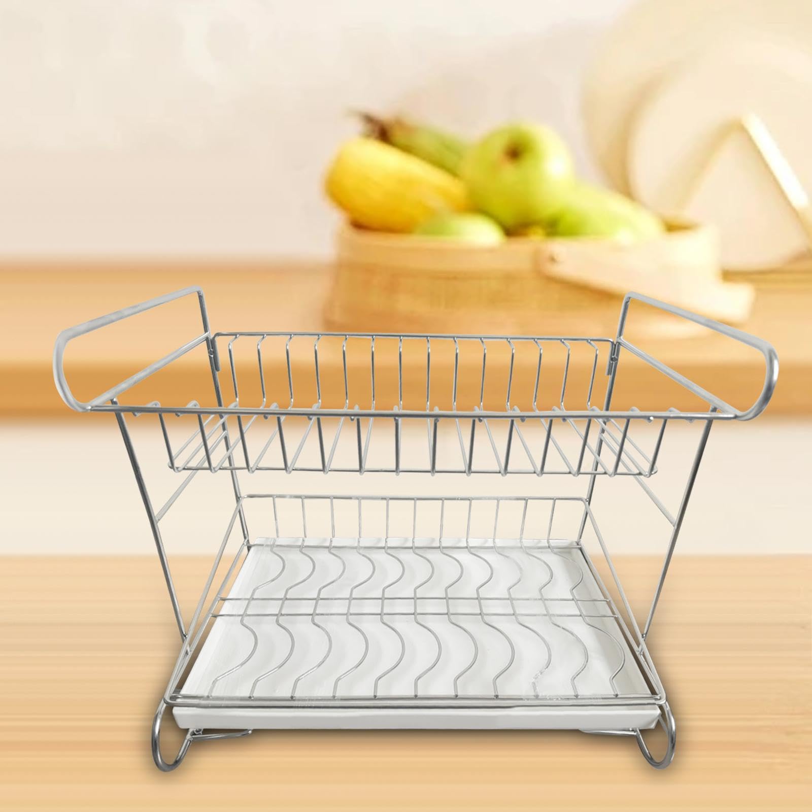 Mensola organizer per trucchi in acciaio inox, elegante contenitore per cosmetici per bagno, comò e profumi