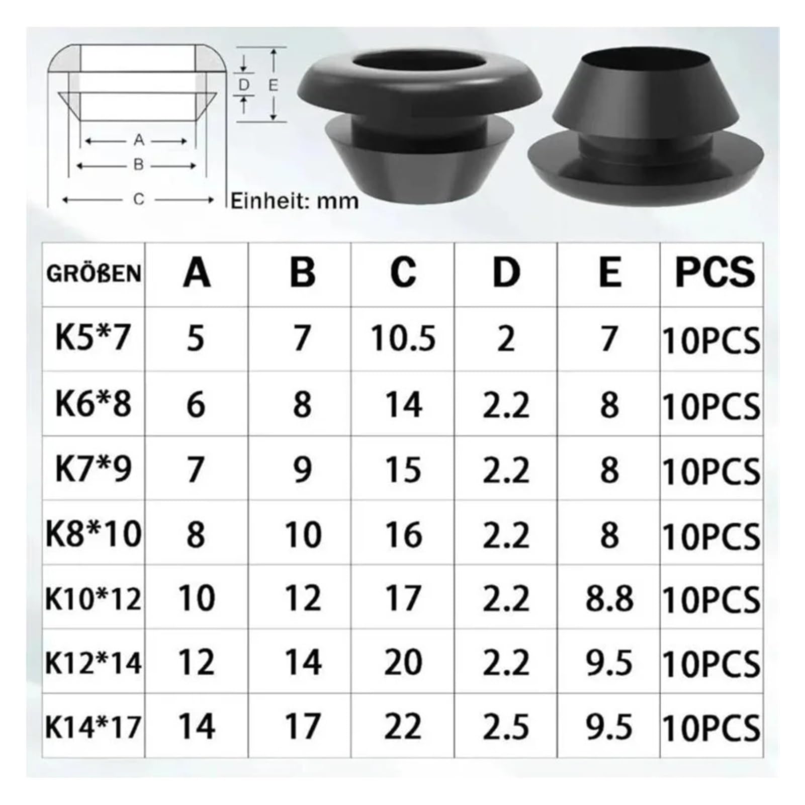 Kit passacavo in gomma da 7 dimensioni Anello di tenuta protettore for foro for cavo impermeabile for protezione del tubo(280PCS-(4 Sets))