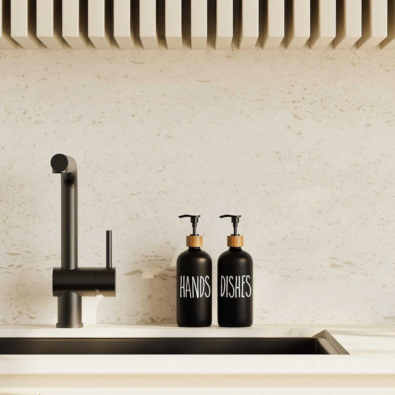 Dish Soap Dispenser for Kitchen Sink.Glass Hand Soap Dispenser, Modern Farmhouse Decor for Bathroom,Kitchen Sink Decor