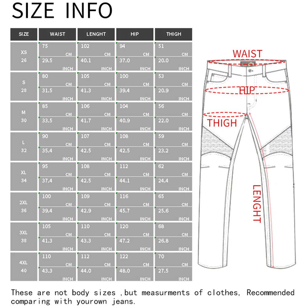 Pantaloni da Moto da Uomo, Jeans da Motociclista Elasticizzati Slim Fit da Uomo, Jeans alla Moda su Tutta La Vita, 4X Imbottitura di Protezione.