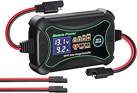 Bateria Power Controlador de Carga Solar Mppt de 10A E 12V, Controlador de Painel Solar Portátil Inteligente, Regulador Solar Fotovoltaico Máximo de 150W E 30Voc para Baterias de Chumbo-Ácido Agm