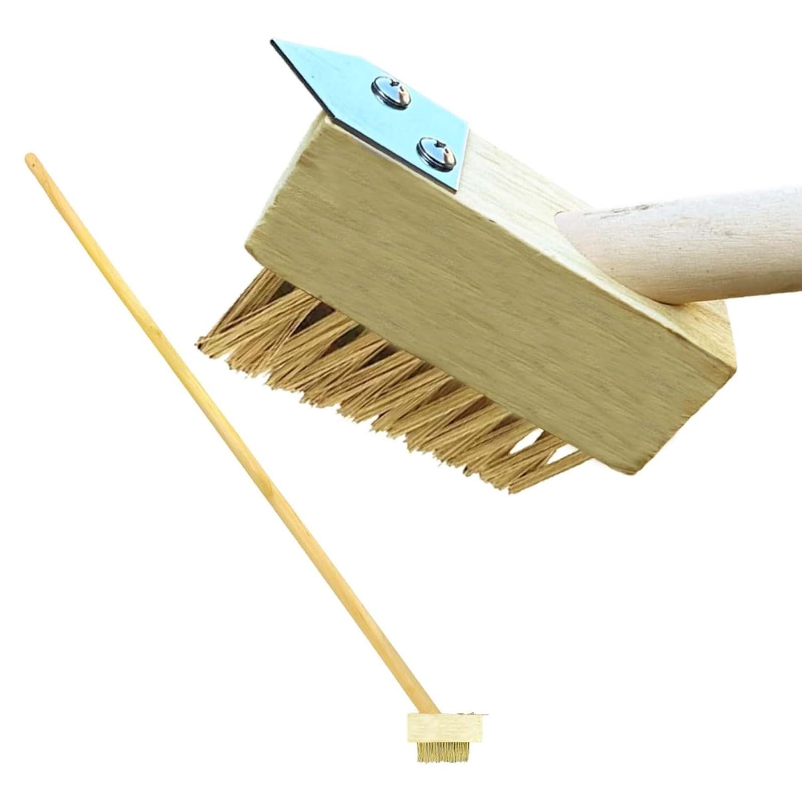 SDMAX Heavy-Duty Wire Bristle Weed Brush, 120cm Long Handle Steel Broom for Moss & Grout Removal, Patio, Decking & Driveway Cleaning Tool (1PCS)