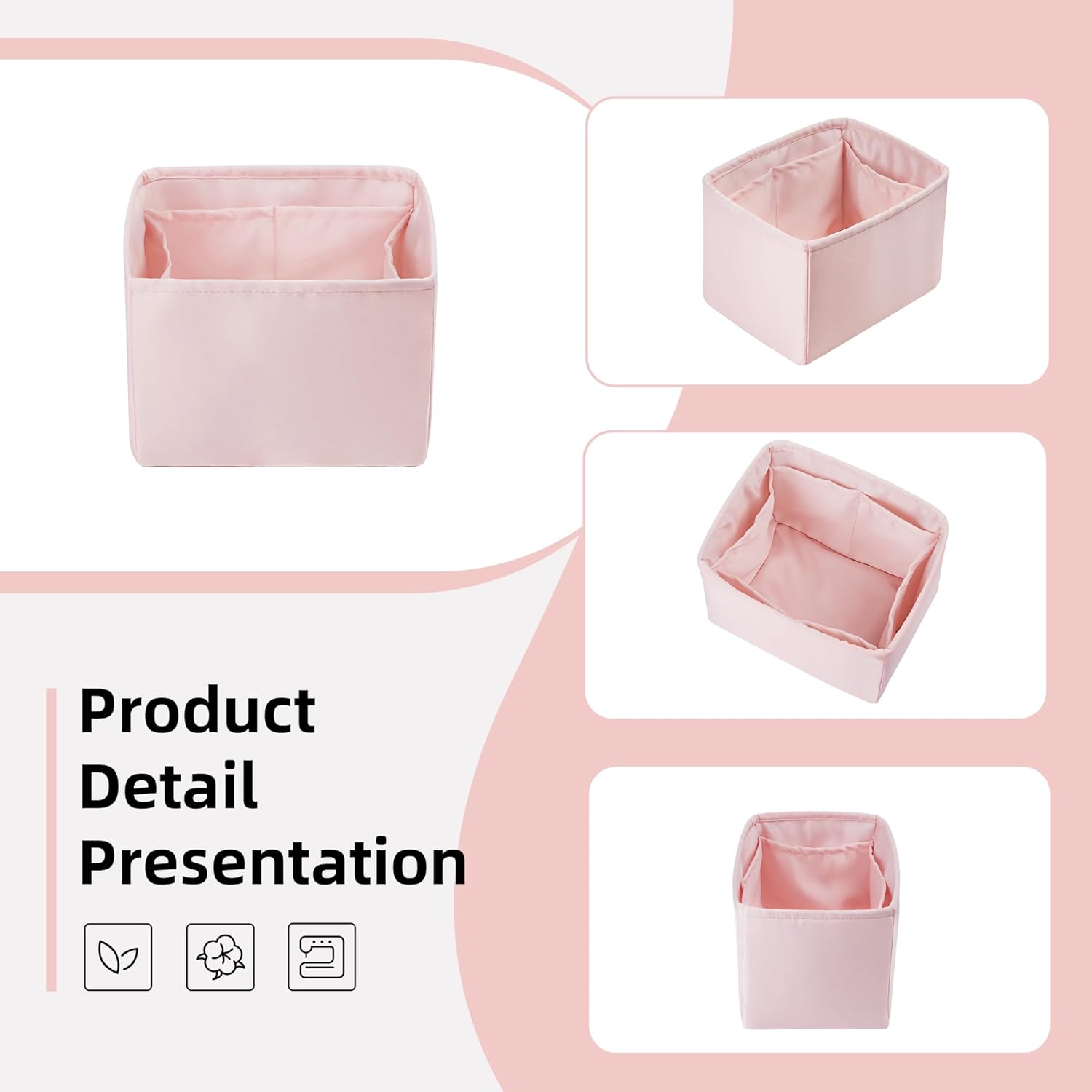 DGAZ Silk Purse Organizer Insert Fits LV Nano Noe bags，Silky Smooth Bag Organizer，Luxury Handbag & Tote Shaper(Pink,Nano Noe mini)