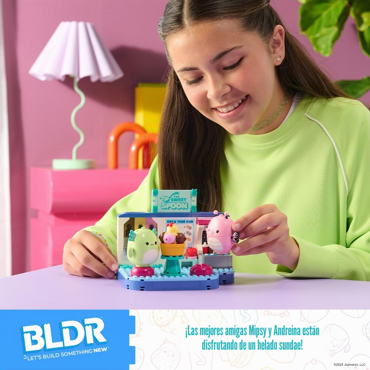 Squishmallows BLDR - Juego de construcción Divertido de Yogur congelado - Andreina la Mariposa + Mipsy el ajolote Figuras para Construir Fans 8+, 0096