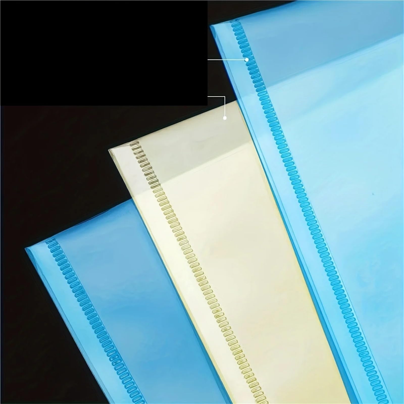 Przezroczysty folder z tworzywa sztucznego, 20 sztuk wielokolorowych przezroczystych wielokrotnego użytku. Plastikowa teczka na koperty z guzikami(Blu)